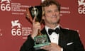 Colin Firth with his best actor award at the Venice film festival 2009