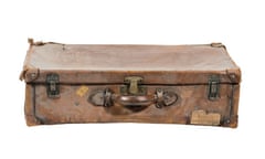 A brown leather suitcase