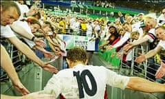 Jonny Wilkinson is congratulated by England fans 