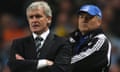 Mark Hughes and Martin Jol look on at Eastlands