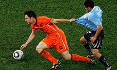 Mark van Bommel in action against Uruguay