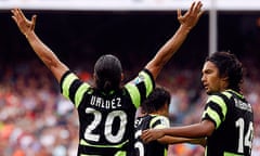 Nelson Valdez celebrates against Barcelona 