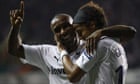 Jermain Defoe celebrates with Giovani dos Santos 