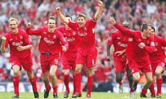 Liverpool players celebrate winning the 2006 FA Cup final against West Ham United