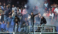 Genoa supporters throw flares and confront stewards 