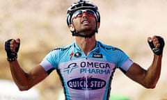 Omega Pharma-Quickstep rider Dario Cataldo pumps his fist