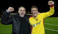 Albion Rovers manager James Ward with midfielder Gary Phillips