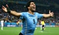 Luis Suarez celebrates his second