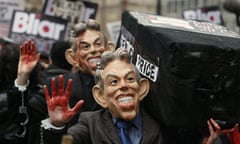 Anti-war protesters demonstrate outside the Iraq War Inquiry