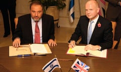 William Hague meets Avigdor Lieberman in Israel