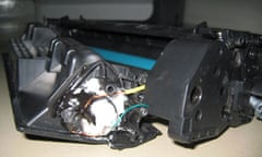 A toner cartridge converted into a bomb