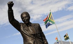 A bronze statue depicting Nelson Mandela outside the Groot Drakenstein prison in Paarl