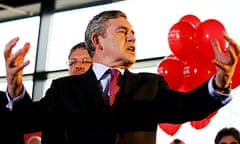 Gordon Brown talks to Labour supporters at Suffolk University in Ipswich.