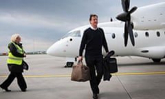 David Cameron arrives at Glasgow airport for the start of his 24-hour tour of the UK.