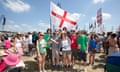 Football fans at Glastonbury