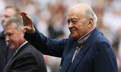 Mohamed Al Fayed, now chairman of Fulham Football Club, at the match against Manchester United.