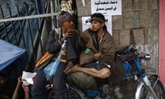 Yemeni youths chew qat in Sana'a