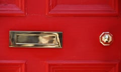 A red front door