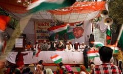 Supporters of Anna Hazare in Delhi, India 