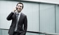 Businessman talks on phone