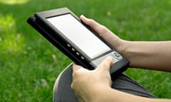 A woman reading an ebook