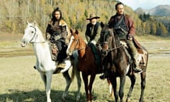 Unforgiven, scene with three riders on horseback