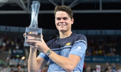 Milos Raonic with trophy