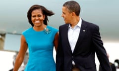 President Barack Obama and Michelle Obama walking