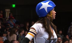 A jammer from the roller derby team Holy Rollers from Austin, Texas.