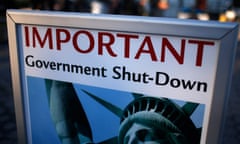 Sign announcing government shutdown
