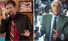 Ed Helms (left), who has signed up to star in a remake of Naked Gun, which starred Leslie Nielsen  