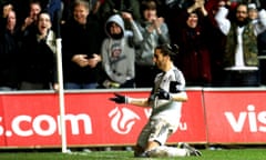 Swansea's Chico Flores celebrates Swansea's second goal
