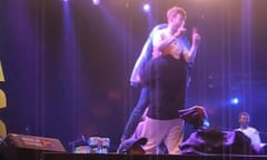 140x84 trailpic for Damon Albarn is carried off stage at Roskilde in Denmark - video