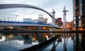 The Lowry and the millenium Bridge at Salford Quays.