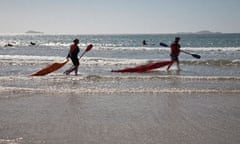 SURF CANOES WHITESANDS BAY ST DAVIDS PEMBROKESHIRE WEST WALES UK