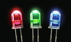 Light emitting diodes (LED) in red, green and blue