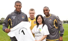 The first WorldSkills London 2011 ­volunteer is greeted by West Ham players