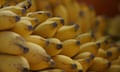 Stack of bananas in supermarket