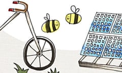 Live better: schools comp main illustration with bees and bicycle