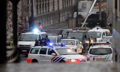 Ambulances at the scene of incident in Liege, Belgium