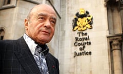 Harrods owner Mohamed Al Fayed outside the inquest into the deaths of his son and Diana, princess of Wales