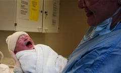 A newborn baby in a Manchester NHS maternity unit