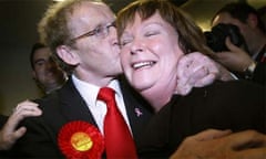  Labour's candidate Lindsay Roy and his wife celebrate winning the Glenrothes By-election