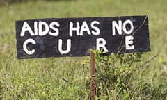 A health information sign, outside Tiriri school in Katine, which reads Aids has no cure