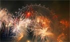 London, UK: Fireworks over the Millenium Wheel on New Year's Eve 2008