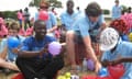 Students from All Saints and Soroti secondary school prepare for the Connecting Classrooms festival in Katine