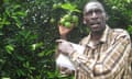 Gweri farmer Ezekiel Eituno encourages Katine farmers to plant citrus trees to help alleviate poverty