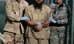 A shackled detainee at Guantanamo Bay