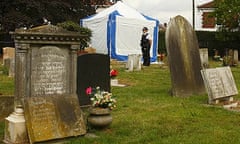 Police at Kingston Cemetery, in Portsmouth