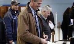 Republican Senate candidate Scott Brown votes in Wrentham, Massachusetts. Brown is running against Democratic candidate Martha Coakley in a bid for Edward Kennedys Senate seat.  Robert F Bukaty/AP 